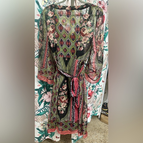 Bohemian Silk Multicolor Dress By Mixit Size 12 - Picture 4 of 5